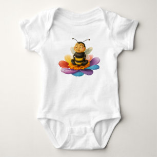 Bee On A Vibrant Flower Doing Yoga Baby Bodysuit