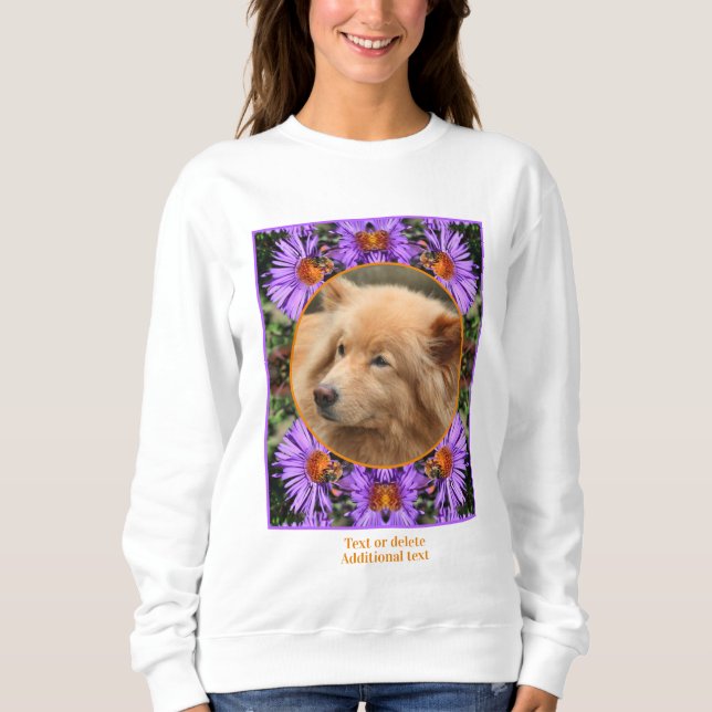 Bee On Aster Flower Frame Create Your Own Photo Sweatshirt (Front)