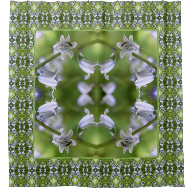 Bee On Bluebell Flower Abstract  Shower Curtain (Front)