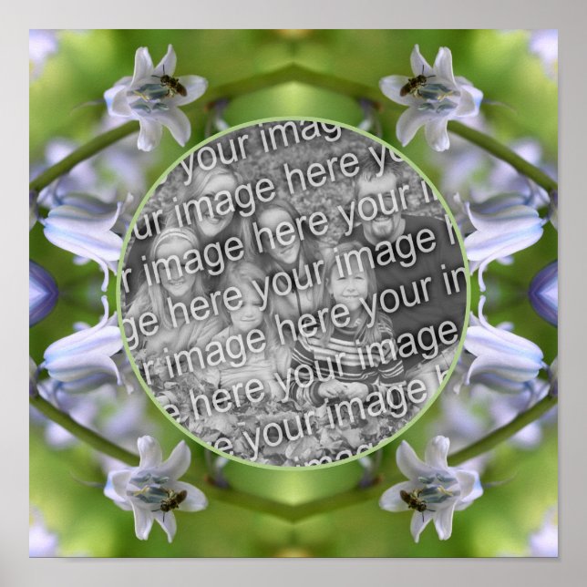 Bee On Bluebell Flower Frame Create Your Own Photo Poster (Front)