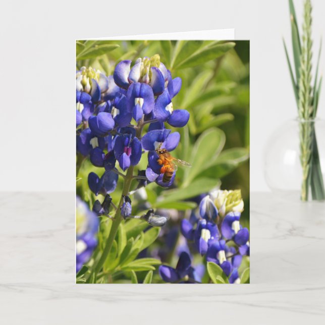 Bee on Bluebonnet Scripture Card Psalm 73:25-26 (Front)