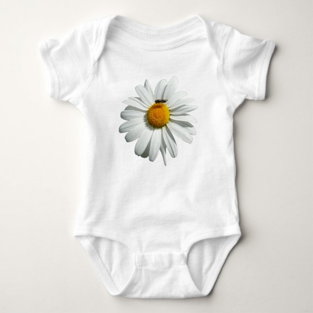 Bee on Daisy Alaskan Summer Nature Photo Baby Bodysuit (Front)