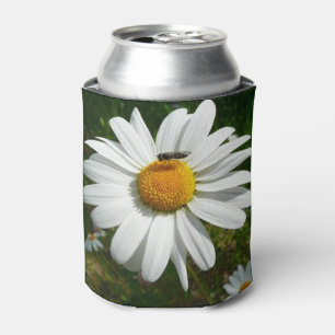 Bee on Daisy Alaskan Summer Nature Photo Can Cooler