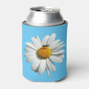 Bee on Daisy Alaskan Summer Nature Photo Can Cooler