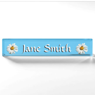 Bee on Daisy Alaskan Summer Nature Photo Nameplate
