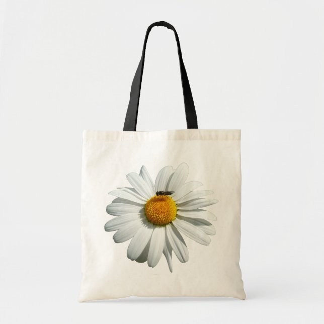 Bee on Daisy Alaskan Summer Nature Photo Tote Bag (Front)