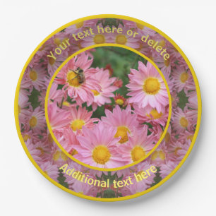 Bee On Daisy Flowers Nature Personalised Party  Paper Plate