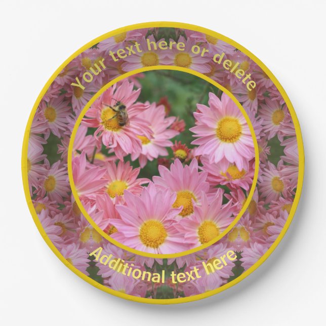 Bee On Daisy Flowers Nature Personalised Party  Paper Plate (Front)