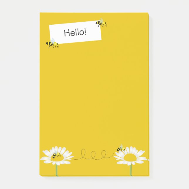 Bee on Flower Notes - Yellow Background (Front)