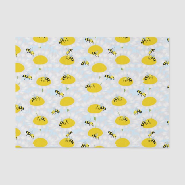 Bee on Flower Tissue Paper - Blue Background (Front)