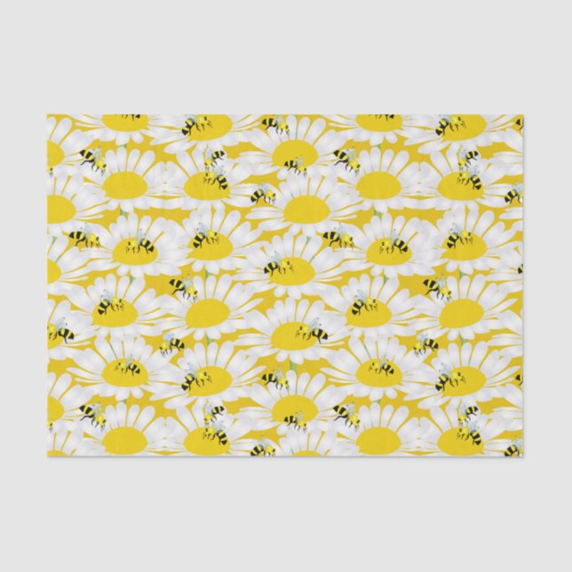 Bee on Flower Tissue Paper - Yellow Background (Front)