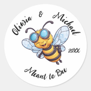 Bee on Honey Jars Classic Round Sticker