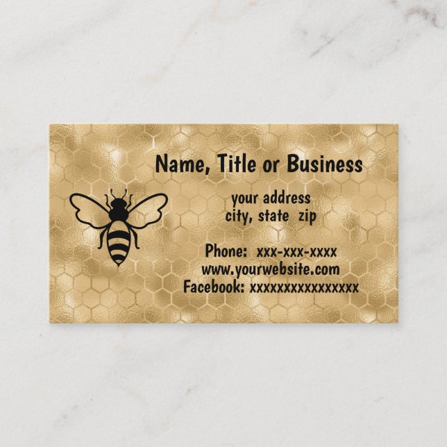 Bee on honeycomb background business card (Front)