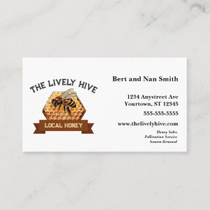 Bee on Honeycomb Honey Sales Poillination Service Business Card