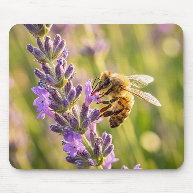 Bee on Lavender Mouse Pad (Front)
