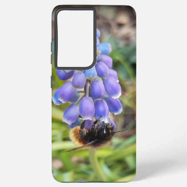 Bee on Muscari Armeniacum , Grape Hyacinth Samsung Galaxy S21+ Case (Back)