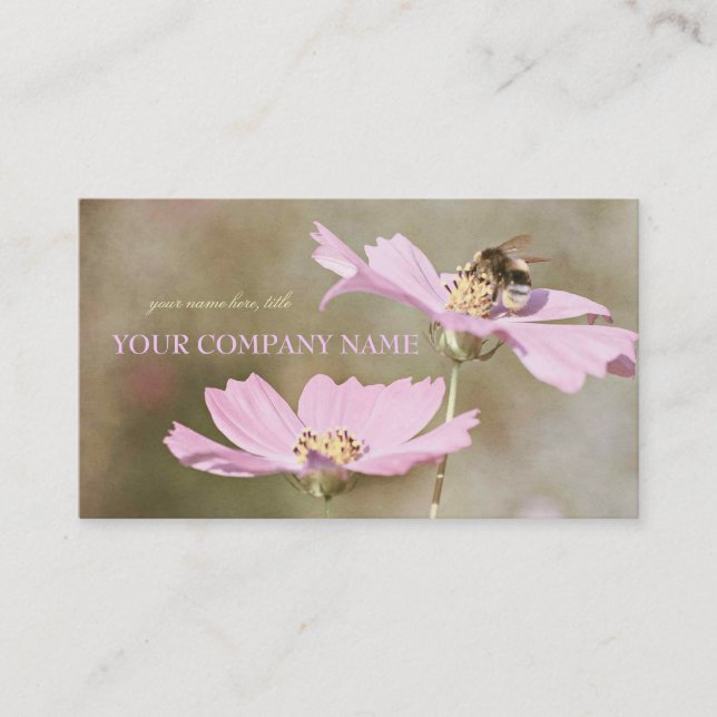 Bee on Pink Flower Business Card (Front)