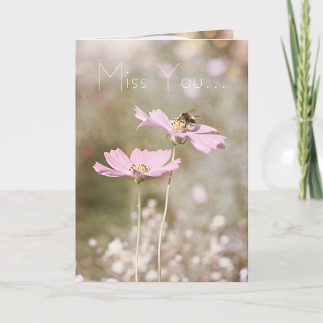 Bee on Pink Flower Card (Front)