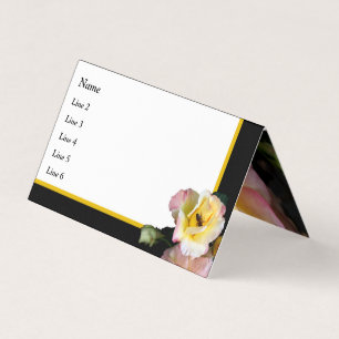 Bee on Pink Yellow Roses Flowers Business Card