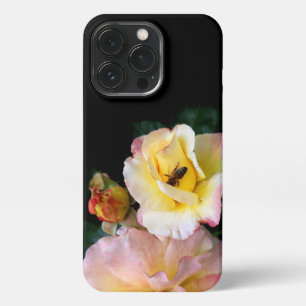  Bee on Pink Yellow Roses Flowers iPhone 13 Pro Case