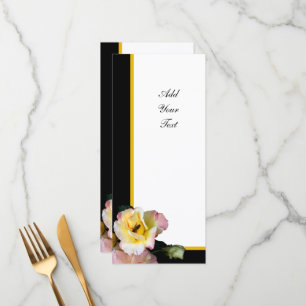 Bee on Pink Yellow Roses Flowers Menu