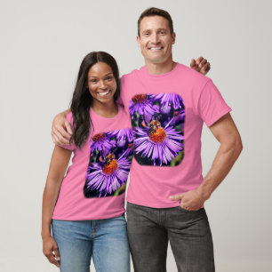 Bee On Purple Aster Flower Nature T-Shirt