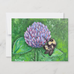 Bee on Purple Clover Painting Postcard