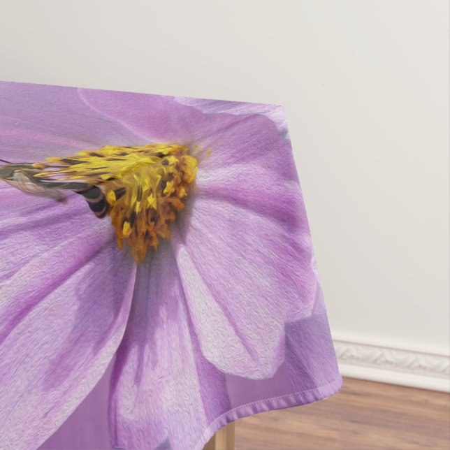 Bee on purple flower tablecloth (In Situ)