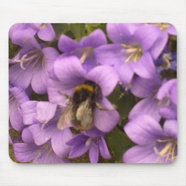Bee on Purple Flowers Mousepad (Front)