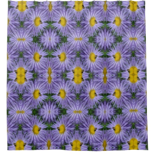 Bee On Purple Flowers Nature Abstract Shower Curtain (Front)