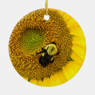 Bee on Sunflower Ceramic Tree Decoration