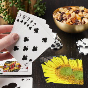 Bee On Sunflower Close Up Photograph Playing Cards