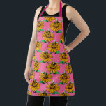 Bee on Sunflower Flower Pattern Design Pink Apron<br><div class="desc">Bee on yellow sunflower Flowers floral pattern Design On Pink background Style</div>