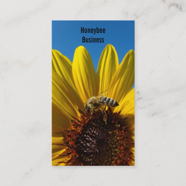 Bee on Sunflower photo business card (Front)