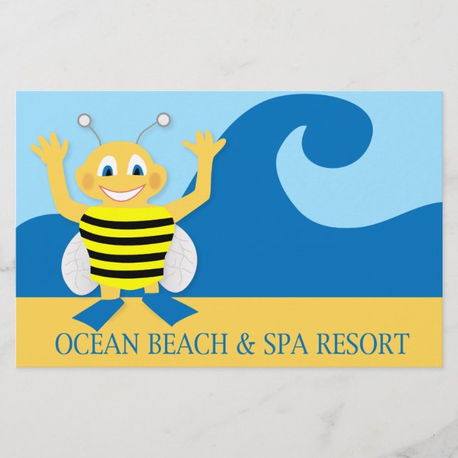 Bee on the beach stationery (Front)