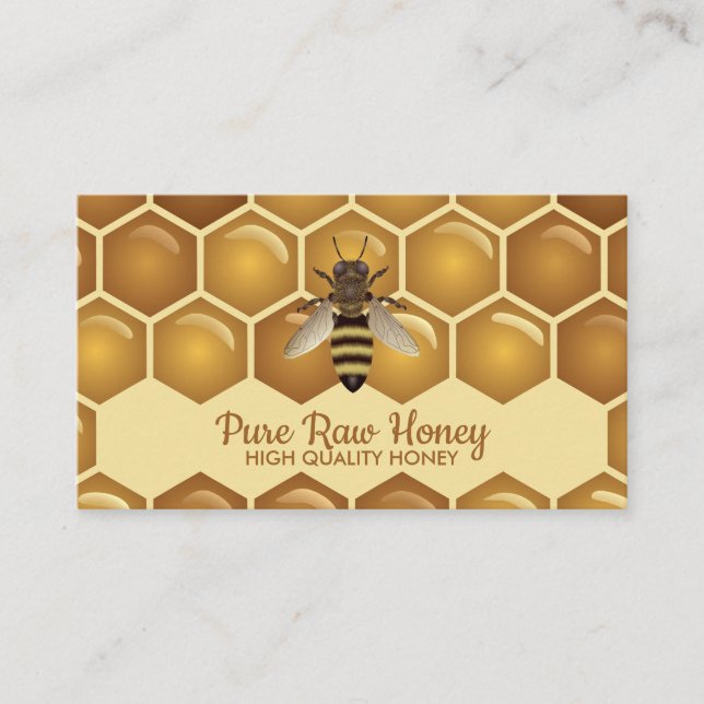 Bee on the Honeycomb Apiarist logo Business Card (Front)