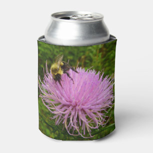 Bee on Thistle Flower Nature Can Cooler