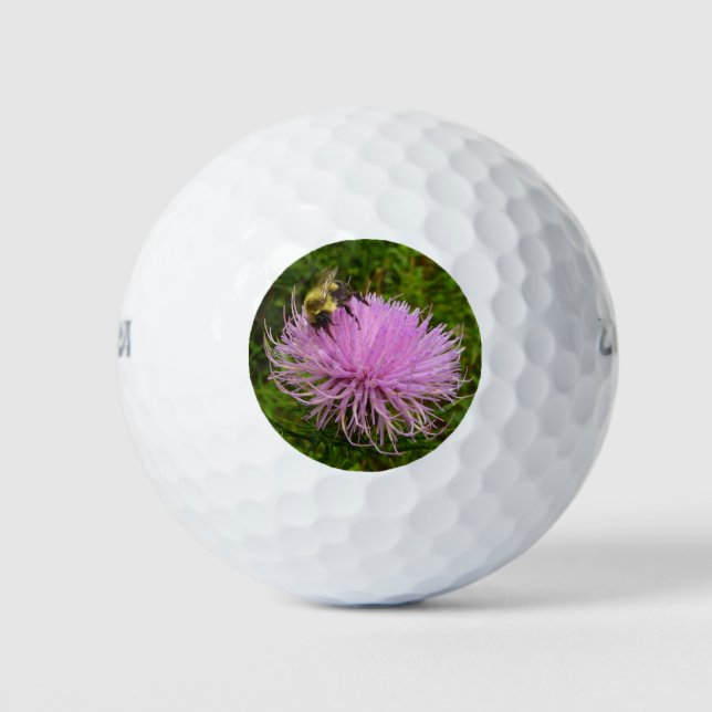 Bee on Thistle Flower Nature Golf Balls (Front)