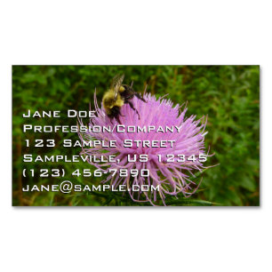 Bee on Thistle Flower Nature Magnetic Business Card