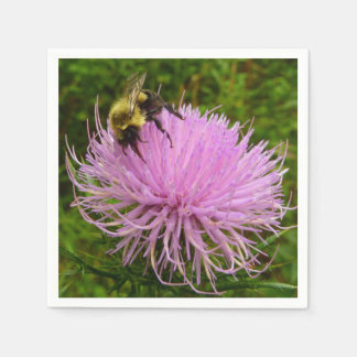 Bee on Thistle Flower Nature Napkin