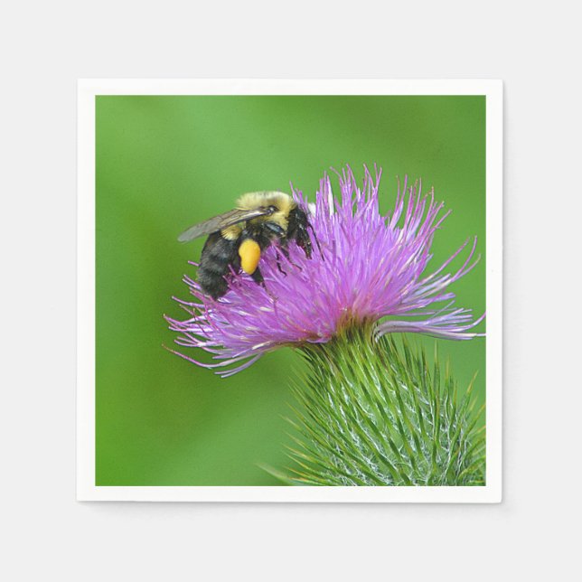 Bee On Thistle Paper Napkin (Front)