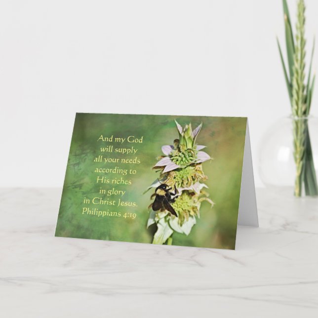 Bee on Wildflower Scripture Card Philippians 4:19 (Front)