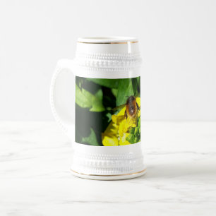 Bee on Yellow Flowers Beer Stein