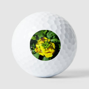 Bee on Yellow Flowers Golf Balls