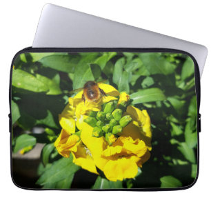 Bee on Yellow Flowers Laptop Sleeve