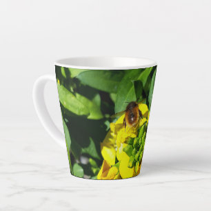 Bee on Yellow Flowers Latte Mug
