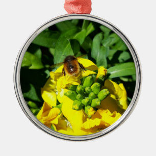 Bee on Yellow Flowers Metal Tree Decoration