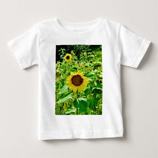 Bee on yellow Sunflower Baby T-Shirt (Front)