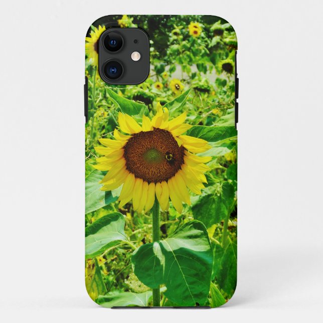 Bee on yellow Sunflower Case-Mate iPhone Case (Back)