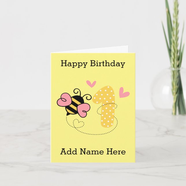 Bee One Birthday Card (Front)